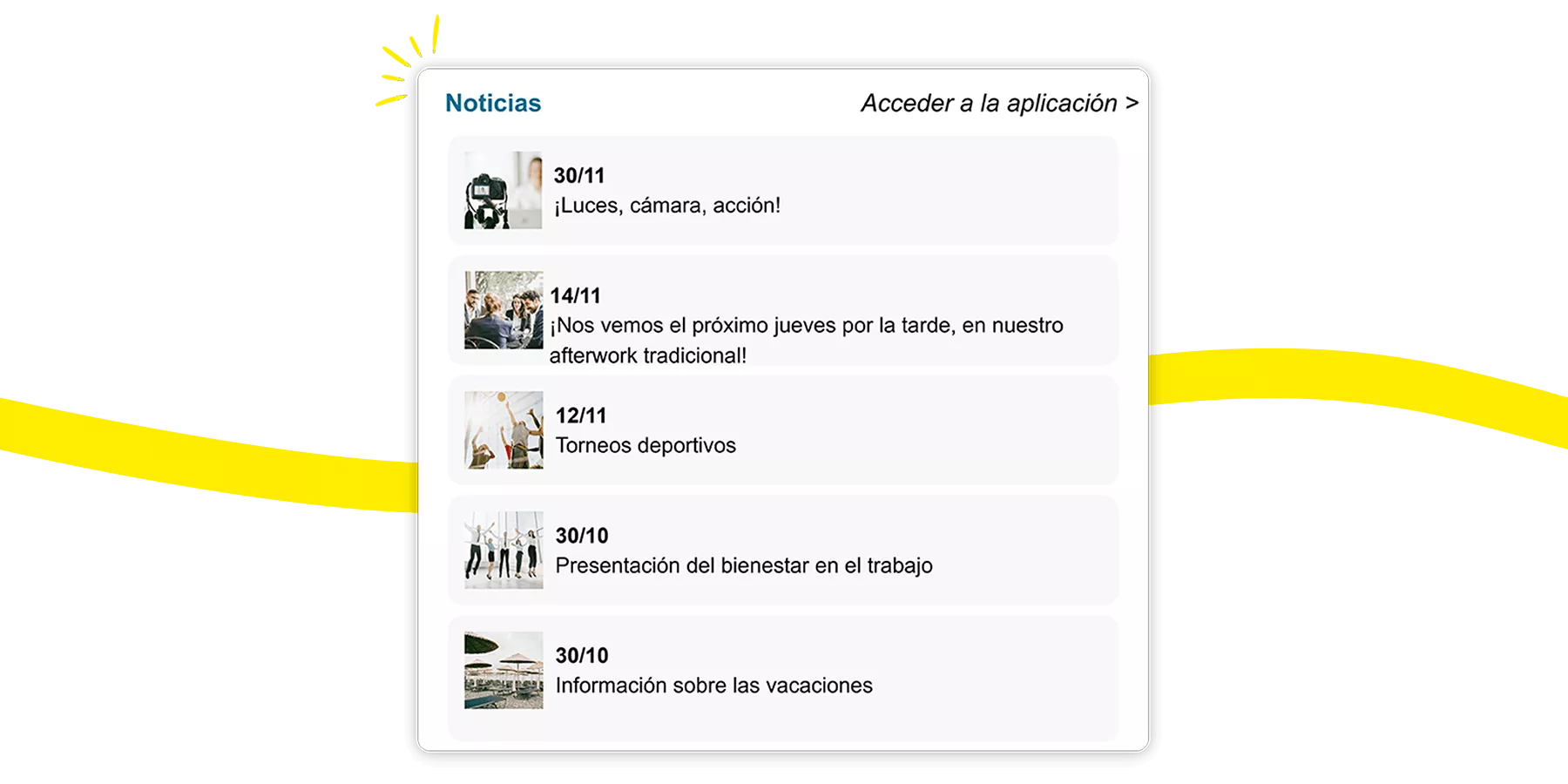 Sección de noticias Kelio filtrada por departamento y sitio para una comunicación interna relevante