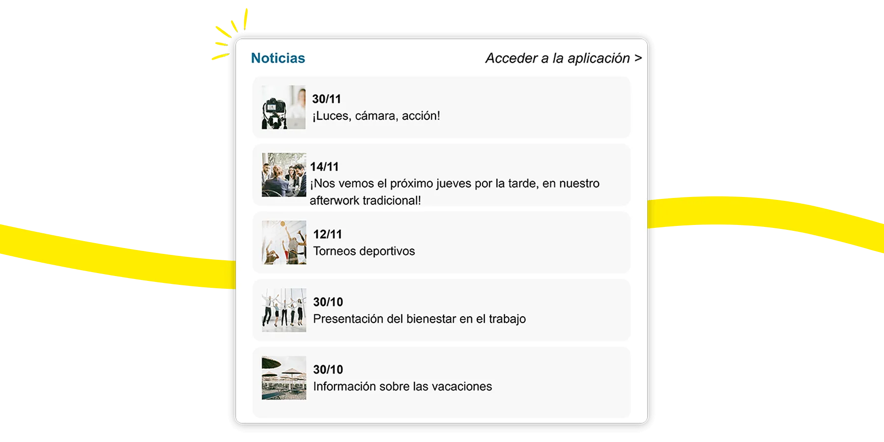 Sección de noticias Kelio filtrada por departamento y sitio para una comunicación interna relevante