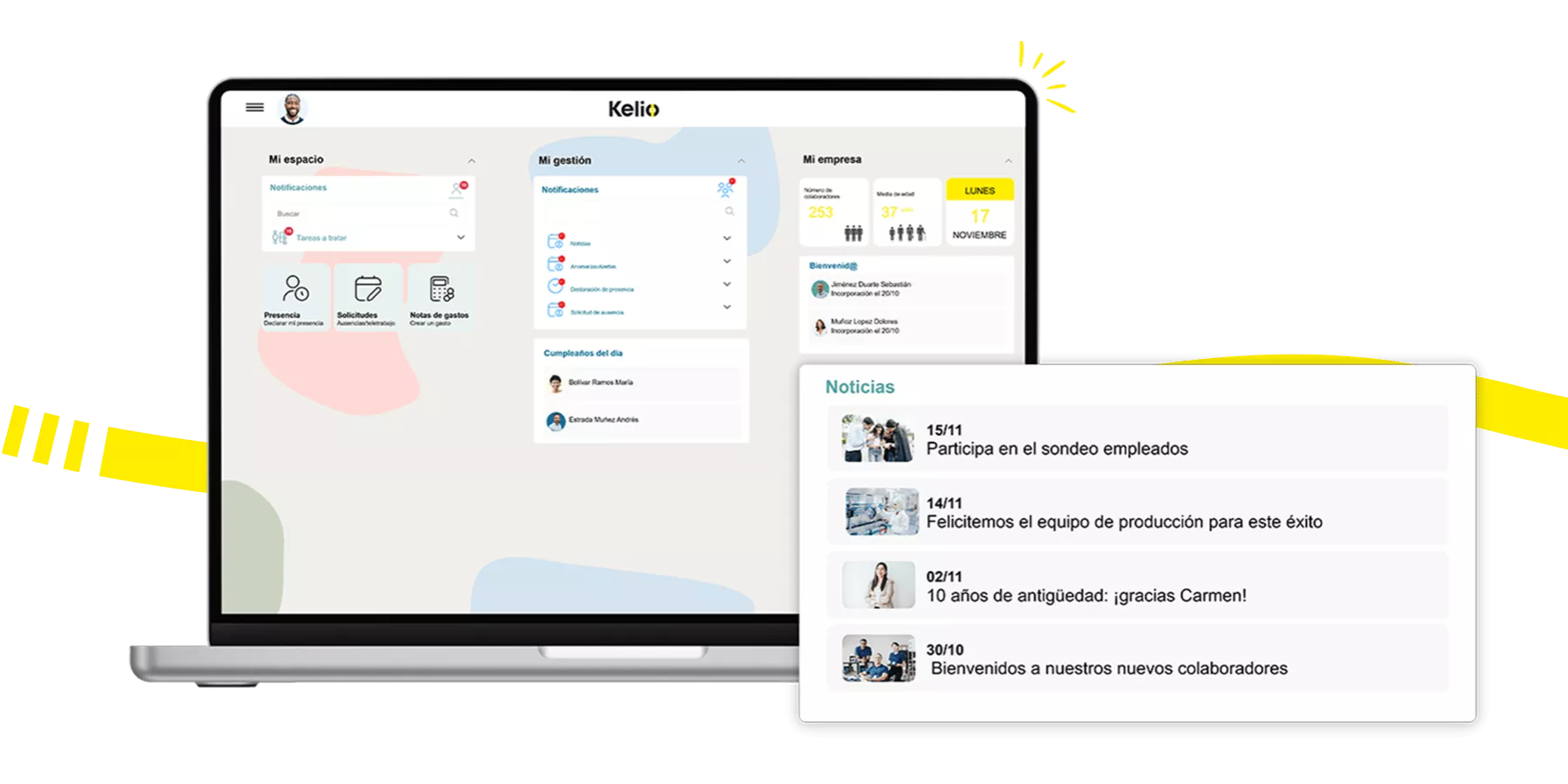 Software Kelio: Interfaz para compartir proyectos estratégicos y éxitos colectivos en la empresa