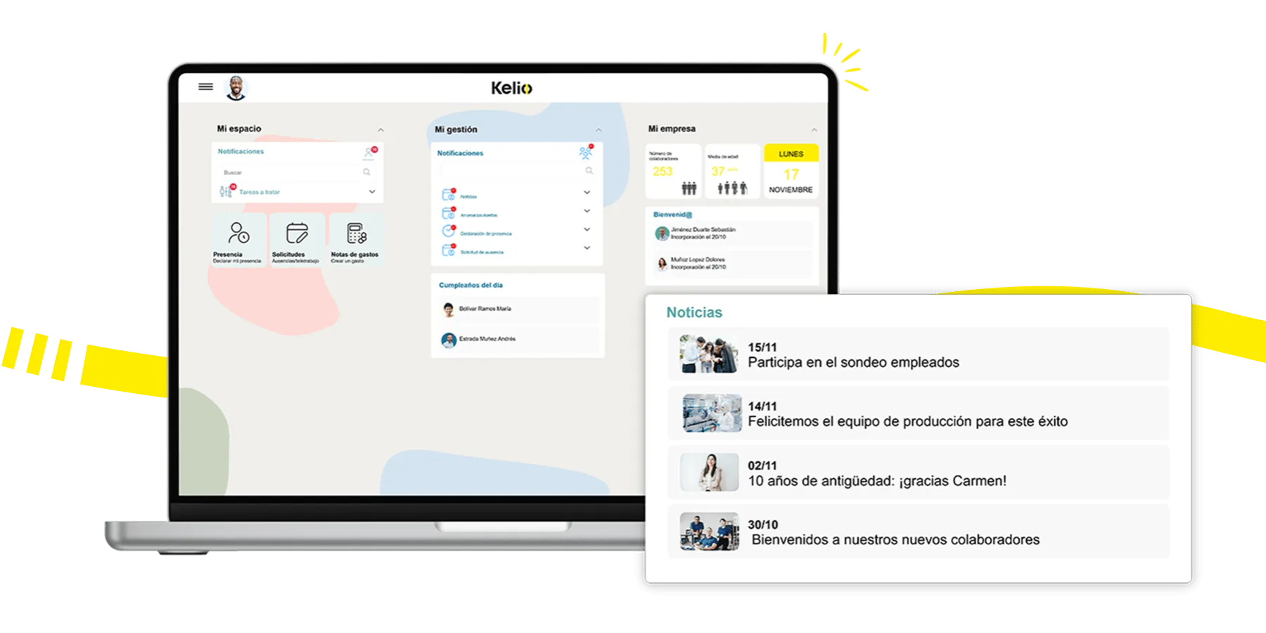 Software Kelio: Interfaz para compartir proyectos estratégicos y éxitos colectivos en la empresa
