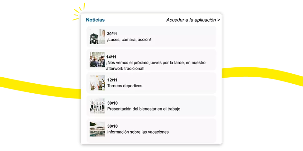 Sección de noticias Kelio filtrada por departamento y sitio para una comunicación interna relevante