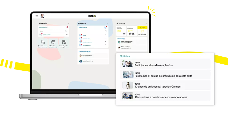 Software Kelio: Interfaz para compartir proyectos estratégicos y éxitos colectivos en la empresa