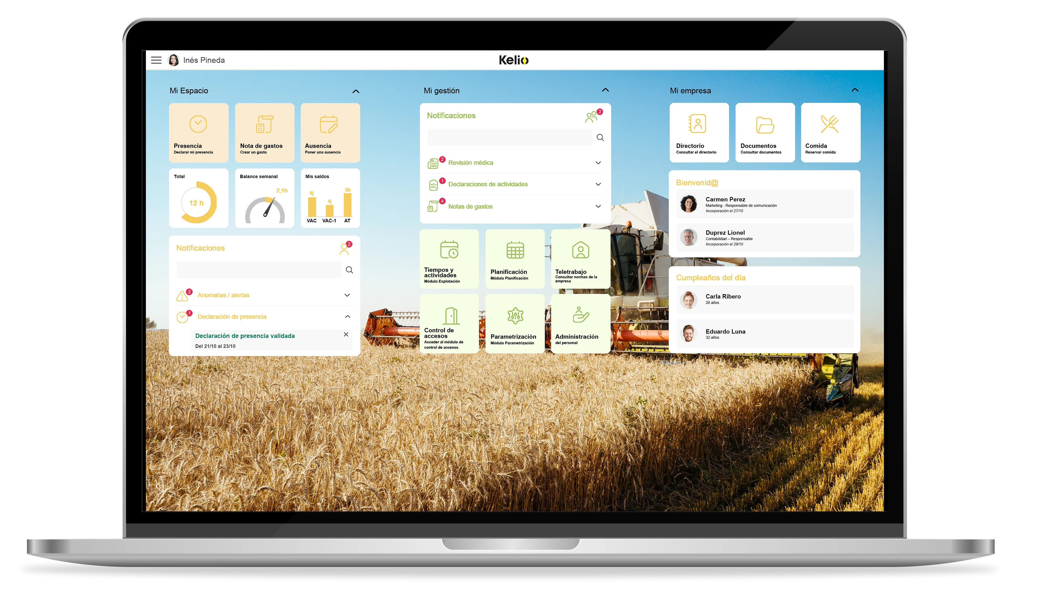 Software de control horario y fichaje móvil Kelio para el sector agrícola y trabajo en el campo